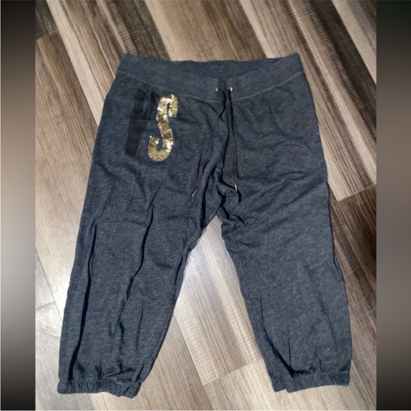 VS Gray Jogger Sweat Pants with Gold Sequins cropped banded XL - Picture 1 of 4